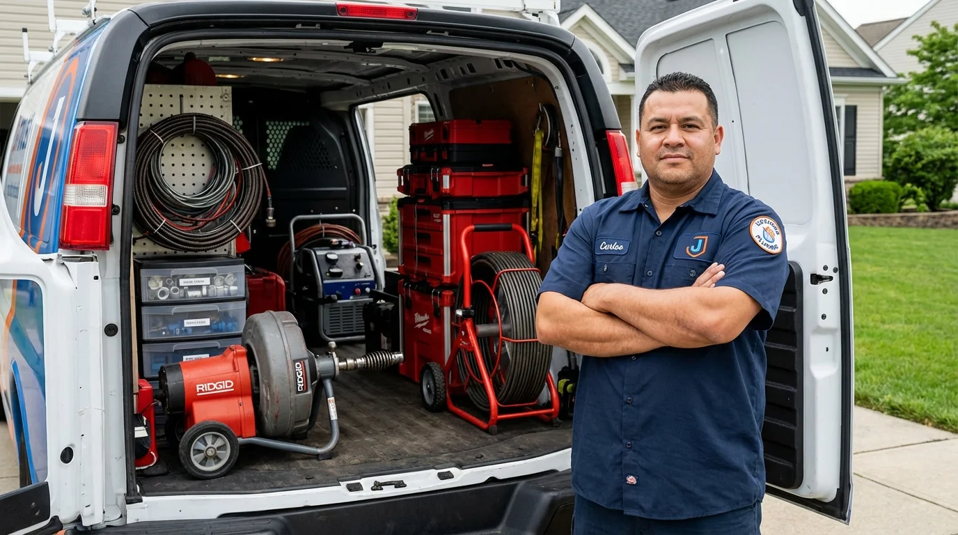 Professional drain cleaning equipment and Johns Plumbing LLC plumber in Sylvania
