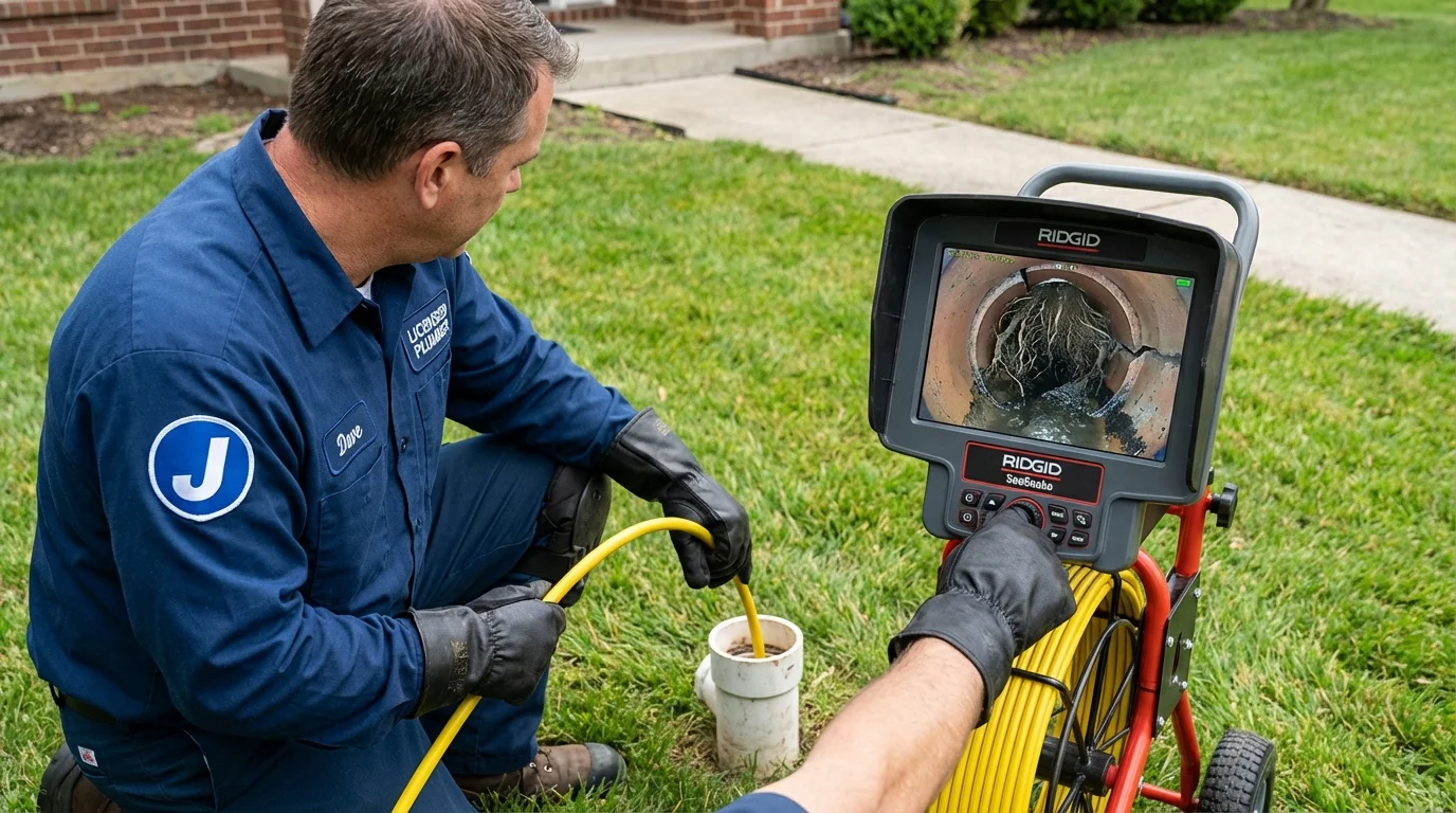 Sewer camera inspection being performed by Johns Plumbing LLC in Sylvania