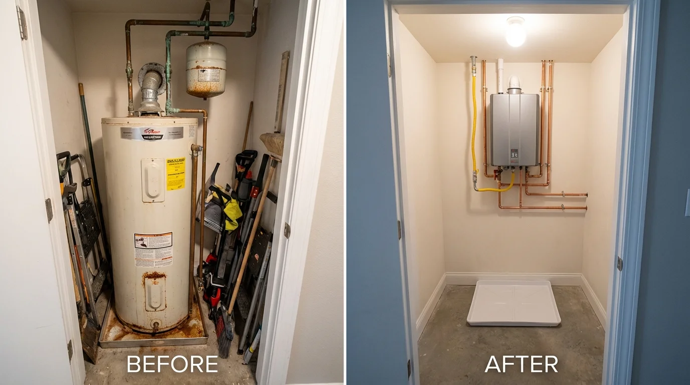 Tank water heater versus wall-mounted tankless unit comparison for Sylvania, OH homeowners
